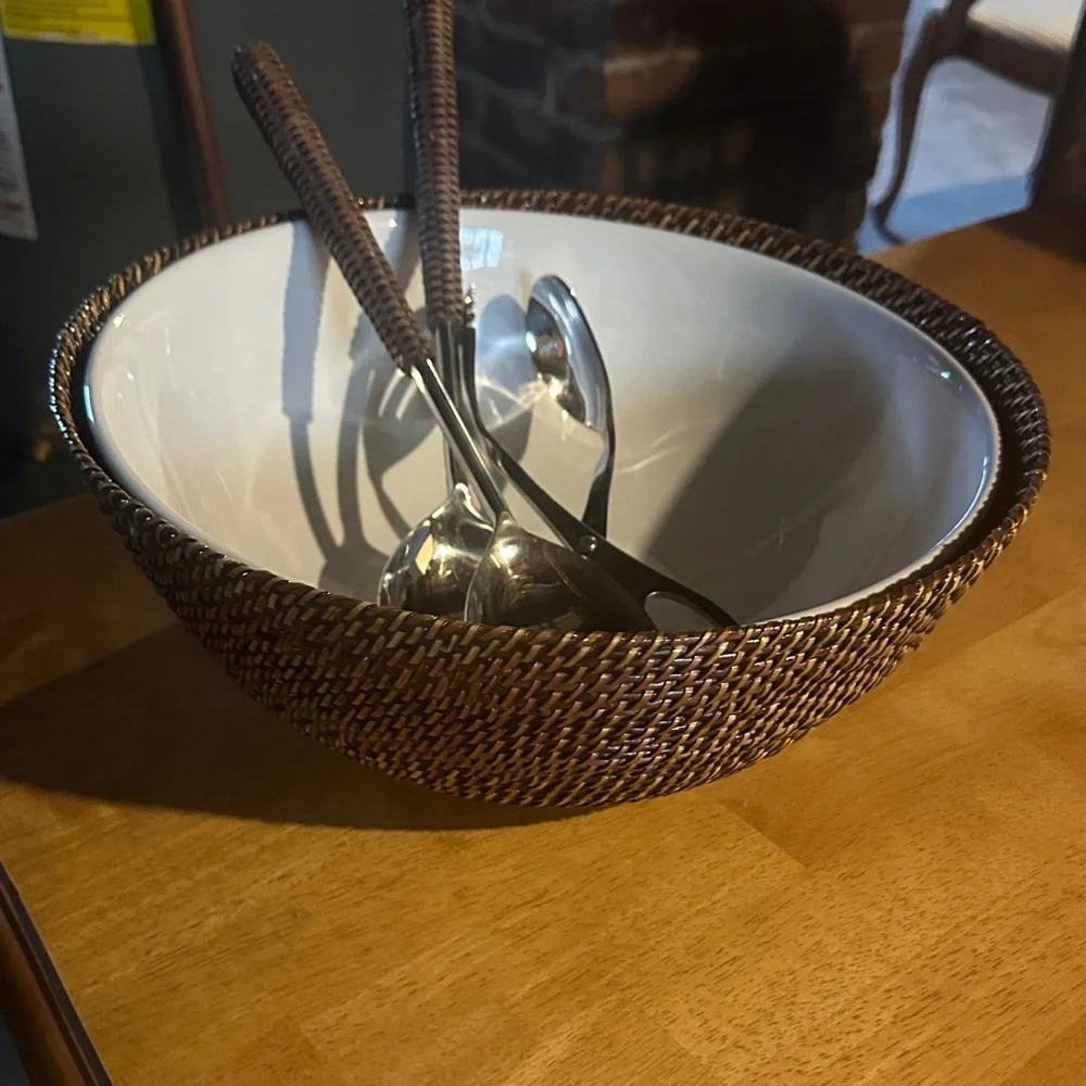 Williams Sonoma White and Brown Serveware Set